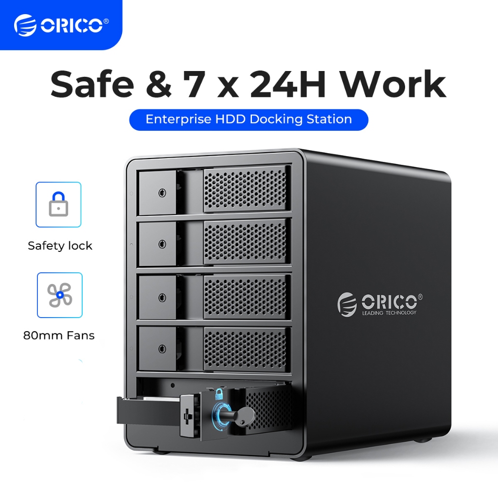 Orico 5 Bay USB 3.0 ถึง SATA ฮาร์ดไดรฟ์ภายนอกสําหรับ 2.5/3.5 นิ้ว HDD SSD รองรับ 80TB (5 x 16TB) อลู