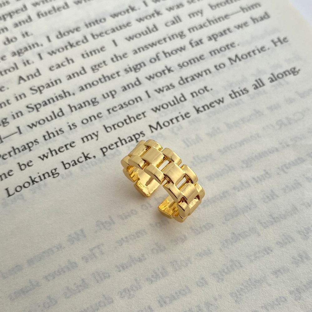 ใหม่ แหวนโซ่โลหะ แบบเปิด ไม่สม่ําเสมอ แฟชั่นสําหรับผู้หญิง - รูปที่ 2