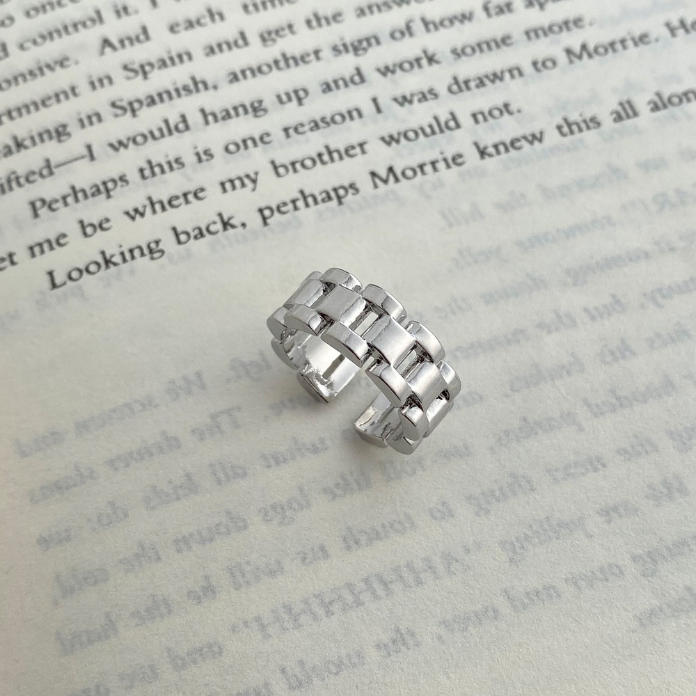 ใหม่ แหวนโซ่โลหะ แบบเปิด ไม่สม่ําเสมอ แฟชั่นสําหรับผู้หญิง - รูปที่ 3