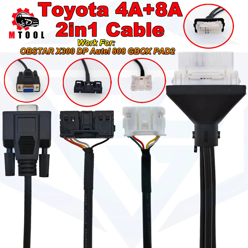 4A 8A 2 ใน 1 สําหรับ Toyota OBD2 สําหรับ Toyota 4A + 8A โดยตรงการเขียนโปรแกรมทํางานสําหรับ OBDSTAR X