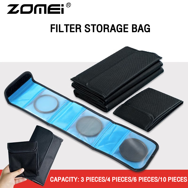 ZOMEI 3/4/6/10 ช่องพับถุงกรองกรณี 40.5 มม.-82 มม.ND CPL UV Filter กระเป๋าสตางค์กล้องเลนส์กรองกระเป๋า