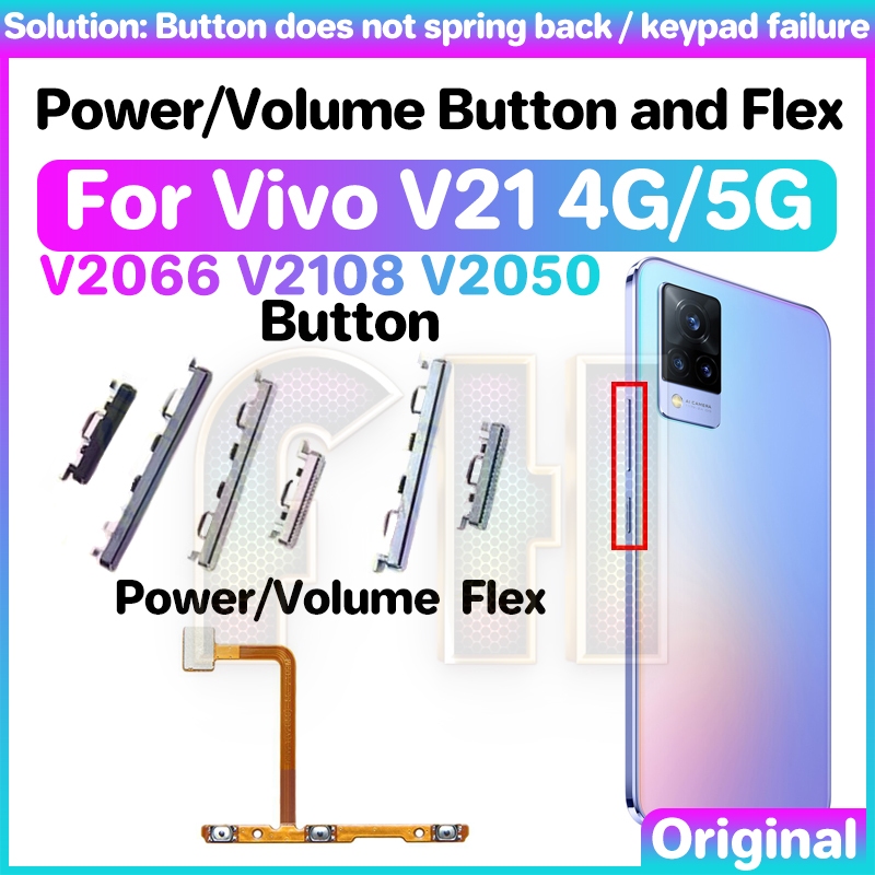 ปุ่มปรับระดับเสียง ปุ่มกดเปิดปิด ปิด ปิด สายเคเบิ้ลอ่อน สําหรับ Vivo V21 4G 5G V2066 V2108 V2050