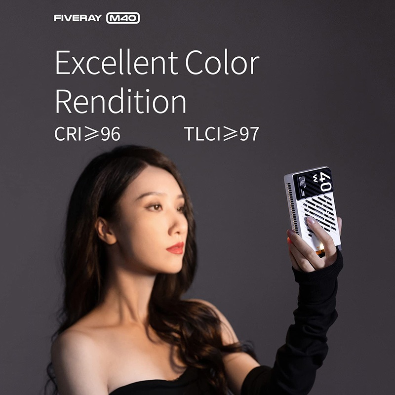 Zhiyun FIVERAY M40 ไฟวิดีโอ 40W แบบพกพา 14000 Lux CRI TLCI 96+ 2700-6200K แผงไฟ LED 320g สําหรับถ่ายภาพ DSLR