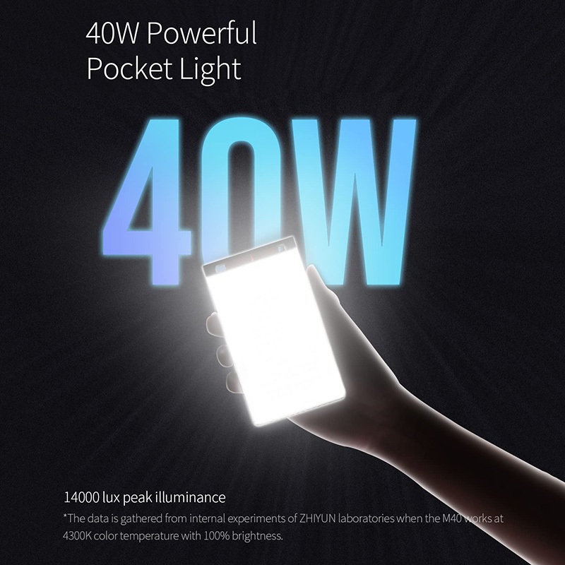 Zhiyun FIVERAY M40 ไฟวิดีโอ 40W แบบพกพา 14000 Lux CRI TLCI 96+ 2700-6200K แผงไฟ LED 320g สําหรับถ่ายภาพ DSLR