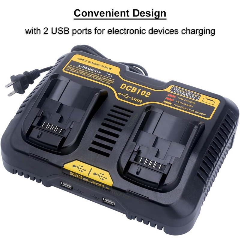 DCB102 DCB112 DCB118 เครื่องชาร์จแบตเตอรี่ 2 พอร์ต USB สําหรับ Dewalt 10.8V 14.4V 18V 20V 60V แบตเตอรี่ลิเธียม