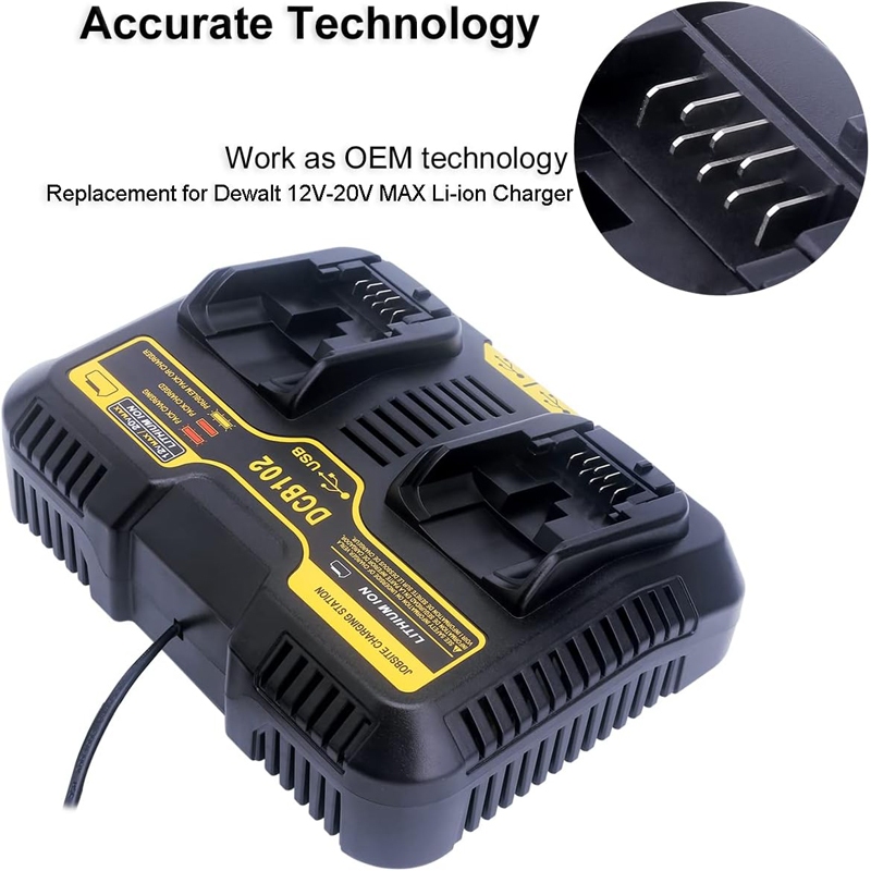 DCB102 DCB112 DCB118 เครื่องชาร์จแบตเตอรี่ 2 พอร์ต USB สําหรับ Dewalt 10.8V 14.4V 18V 20V 60V แบตเตอรี่ลิเธียม