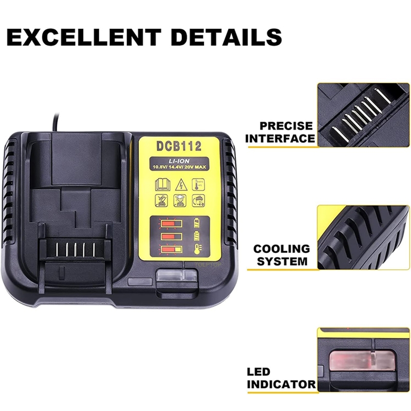 DCB102 DCB112 DCB118 เครื่องชาร์จแบตเตอรี่ 2 พอร์ต USB สําหรับ Dewalt 10.8V 14.4V 18V 20V 60V แบตเตอรี่ลิเธียม