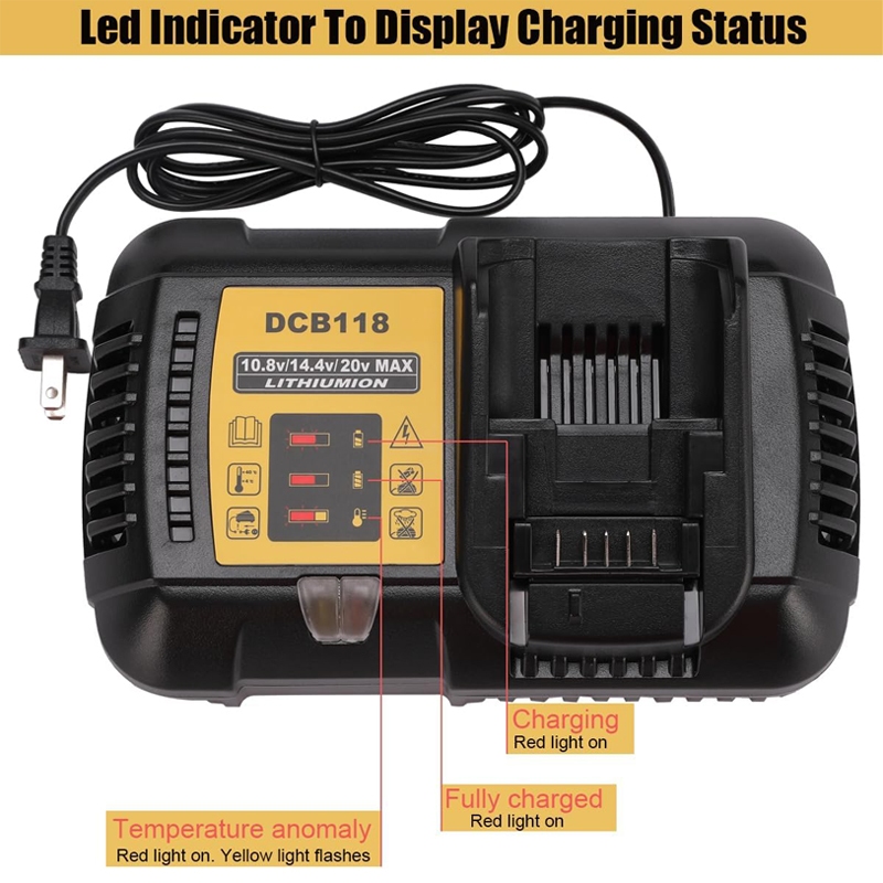 DCB102 DCB112 DCB118 เครื่องชาร์จแบตเตอรี่ 2 พอร์ต USB สําหรับ Dewalt 10.8V 14.4V 18V 20V 60V แบตเตอรี่ลิเธียม