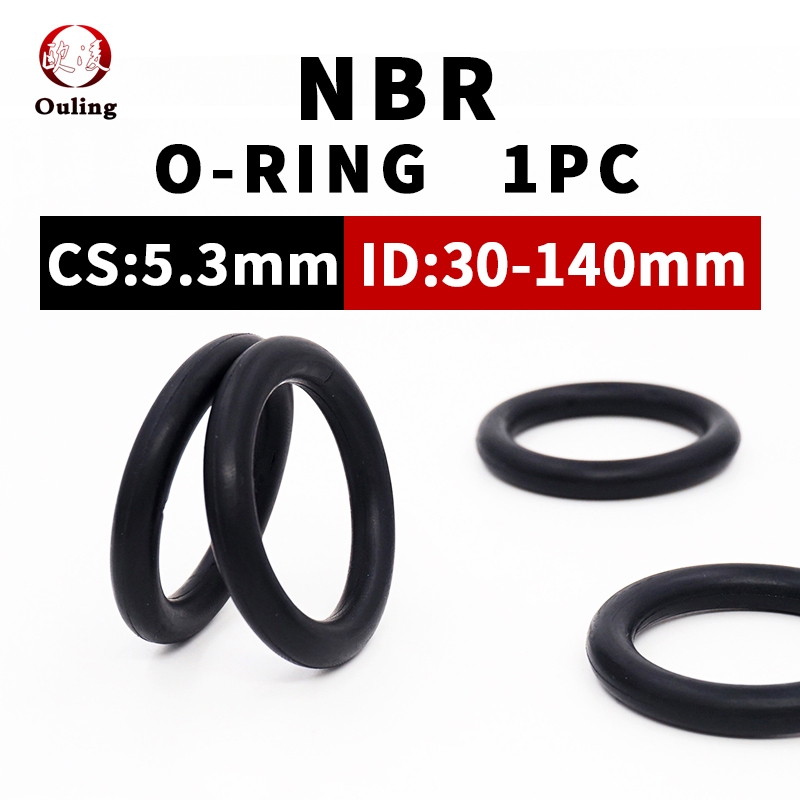 Ouling CS5.3mm ยางไนไตรล์สีดํา NBR 60 Cross ส่วนความหนาเส้นผ่านศูนย์กลางภายใน 30-140 มม.O แหวนปะเก็นยางกันน้ํา O-ring การสั่นสะเทือน Damping สวมใส่-resistan