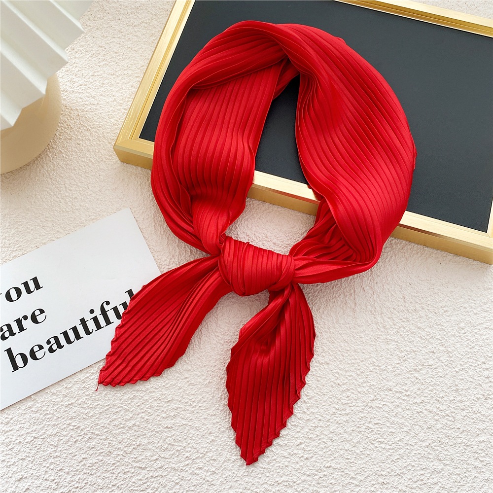 Silife ผ้าพันคอ ผ้าซาติน ผ้าเรยอน จับจีบ นิ่ม 70 ซม. ทรงสี่เหลี่ยม สีพื้น สําหรับตกแต่งคอ ราคา ถูกที่สุด ดีลบีเคเค แกลเลอรีภาพที่ 8
