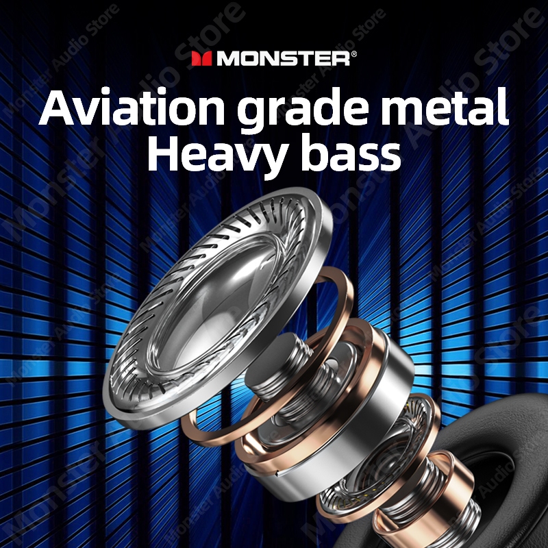 Monster XKH03 หูฟังบลูทูธ HIFI ตัดเสียงรบกวน คุณภาพเสียงเซอร์ราวด์ HD ทนทาน สําหรับเล่นเกม เล่นกีฬา