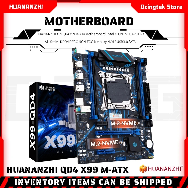 Huananzhi X99 QD4 LGA 2011-3 XEON X99 เมนบอร ์ ด Intel E5 2640 2666 2670 2696 V3 V4 รองรับ DDR4 RECC