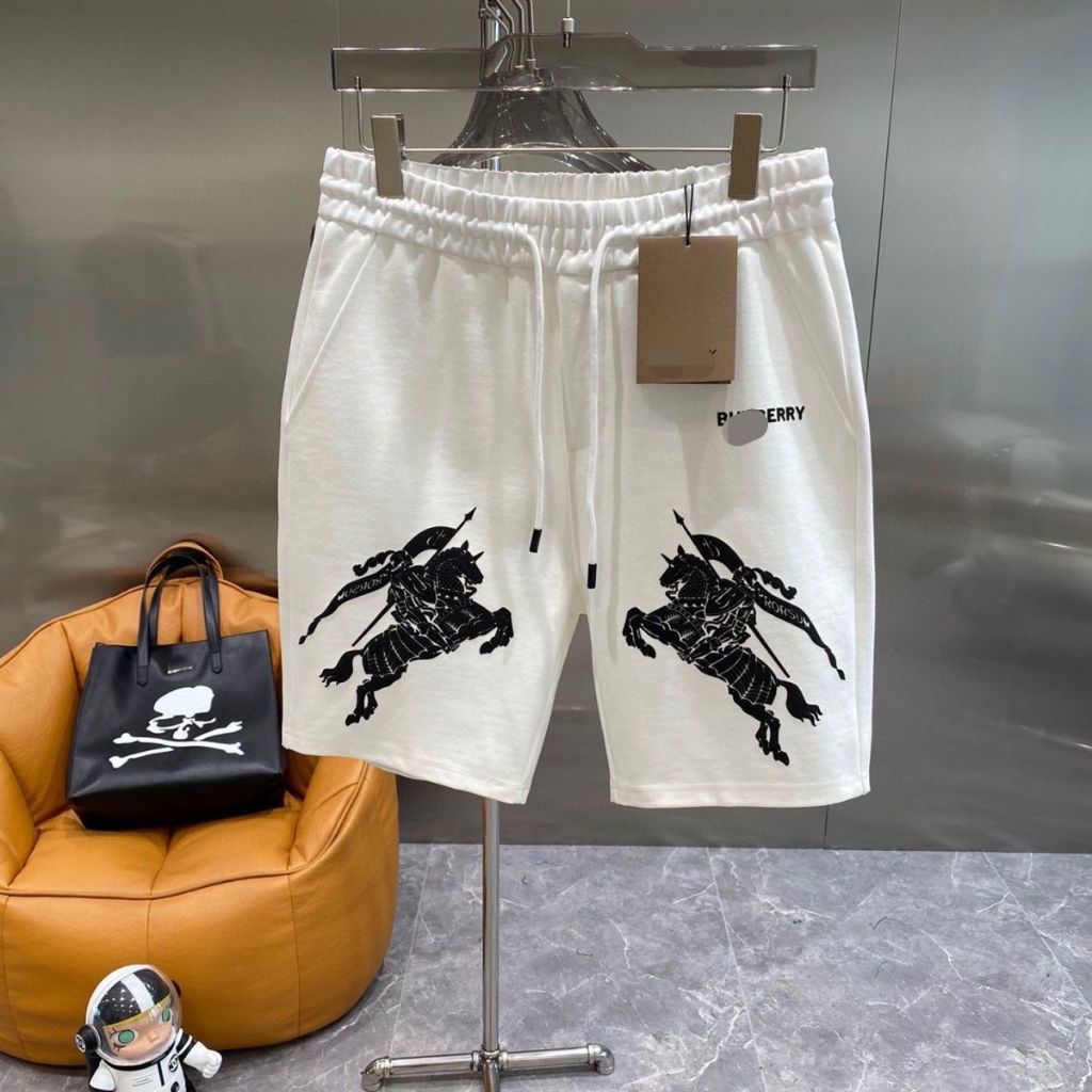 Burberryyy Warrior กางเกงกีฬาขาสั้น พิมพ์ลายม้า แฟชั่นสําหรับผู้ชาย