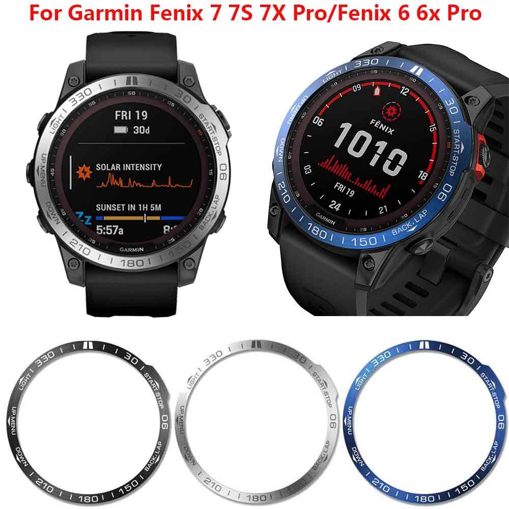 กรอบโลหะ สําหรับ Garmin Fenix 7 7S 7X Pro แหวน ฝากาว สําหรับ Garmin Fenix 6 6X Pro ไพลิน ป้องกันรอยขีดข่วน เคสสมาร์ทวอทช์ อุปกรณ์เสริม