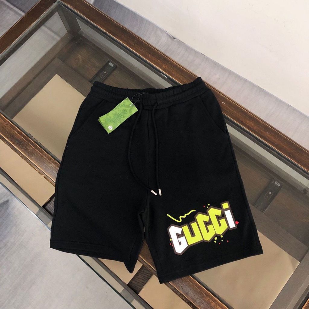 Gucciii กางเกงกีฬา ขาสั้น พิมพ์ลายตัวอักษร แฟชั่นสําหรับผู้ชาย