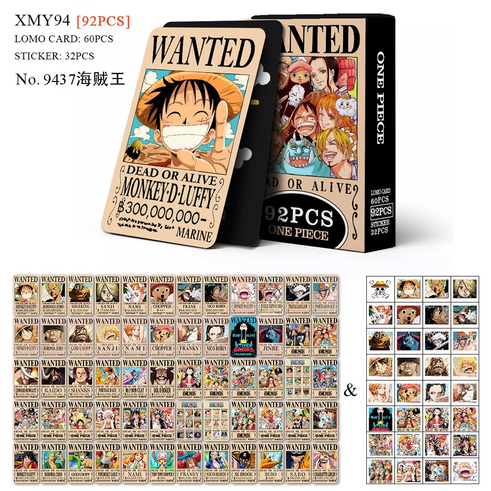 92 pcs การ์ดรูปภาพ พิมพ์ลายอนิเมะ One Piece  สองด้าน การ์ดวันพีช  โปสเตอร์วันพีช  luffy