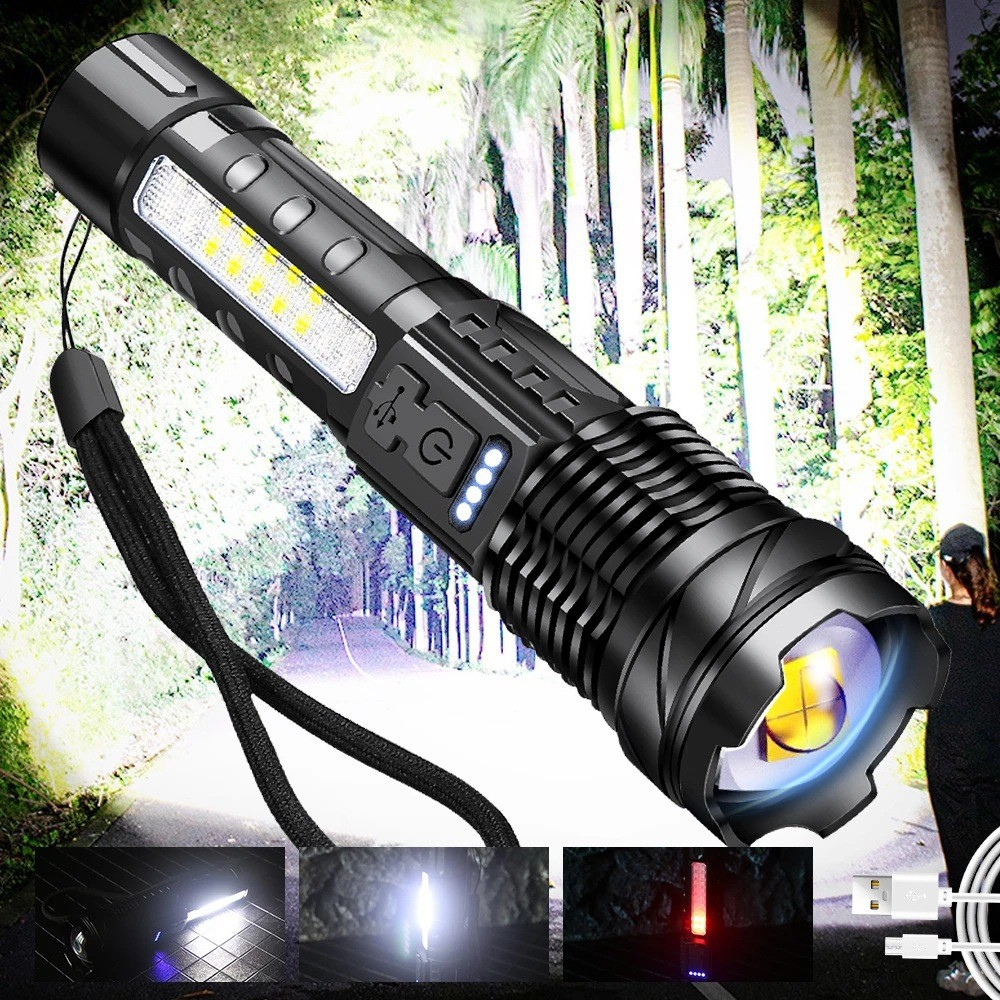 สว่างจริง รับประกัน ไฟฉาย พลังสูง LED ไฟฉาย อลูมิเนียมอัลลอยด์ ส่องสว่างไกล ไฟฉุกเฉิน ปุ่มกด7ระดับ ไฟฉายLED ไฟฉายเดินป่า ไฟฉายแรงสูง