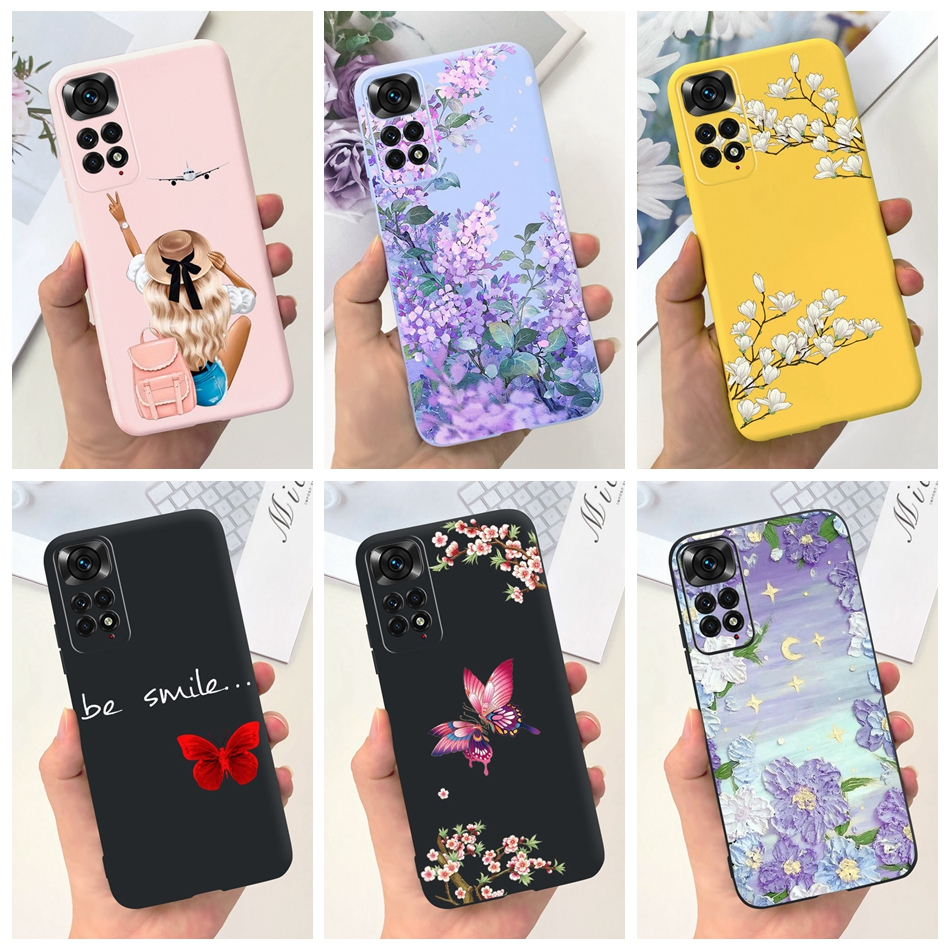 Xiaomi Redmi Note 11 11s 4G ดอกไม้สวย เด็กผู้หญิง ลายผีเสื้อ เคส Redmi Note11 Note11s Global ซิลิโคนนิ่ม TPU เยลลี่ เคสโทรศัพท์