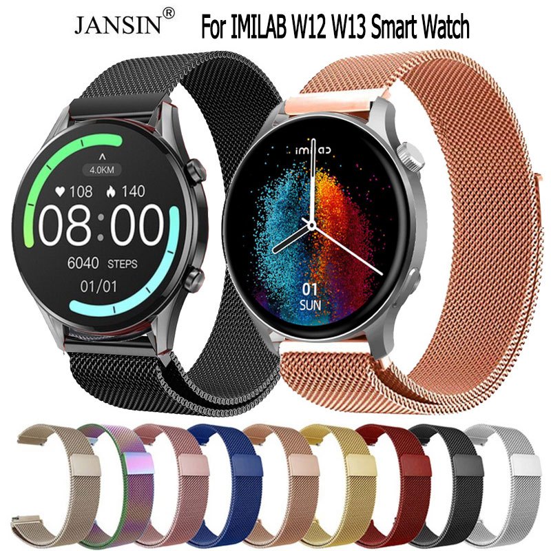 สาย imilab w13 สายนาฬิกาข้อมือ สเตนเลส สำหรับ IMILAB W13 W12 นาฬิกาอัฉริยะ