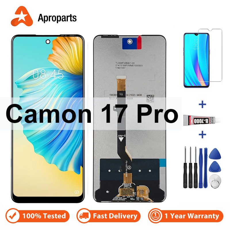 Original สําหรับ Tecno Camon 17 Pro CG8 CG8h จอแสดงผล LCD พร้อมหน้าจอสัมผัส Digitizer Assembly