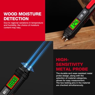 Habotest HT67 เครื่องวัดความชื้นดิจิทัล ชนิดปากกา หน้าจอ LCD ชนิดเข็ม ไม้ แดมเปอร์ เครื่องตรวจจับความชื้นคอนกรีต ซีเมนต์อิฐ สําหรับไม้