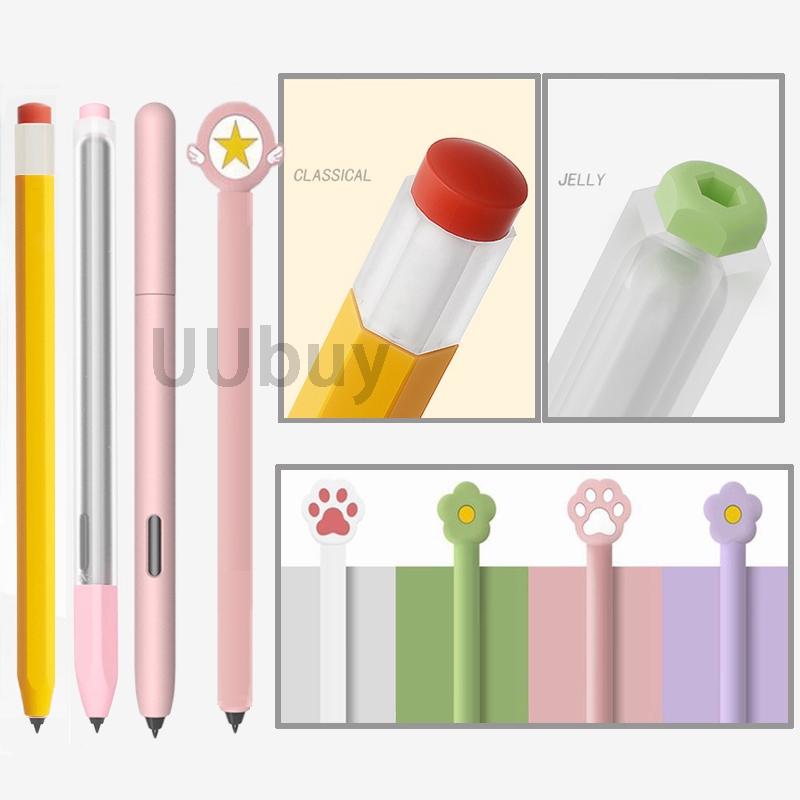 การ์ตูนซิลิโคนสําหรับ Samsung Galaxy Tab S10 S9 FE S8 S7 Plus FE Ultra + S-Pen ป้องกันกรณีดินสอนุ่ม Anti-fall Sleeve