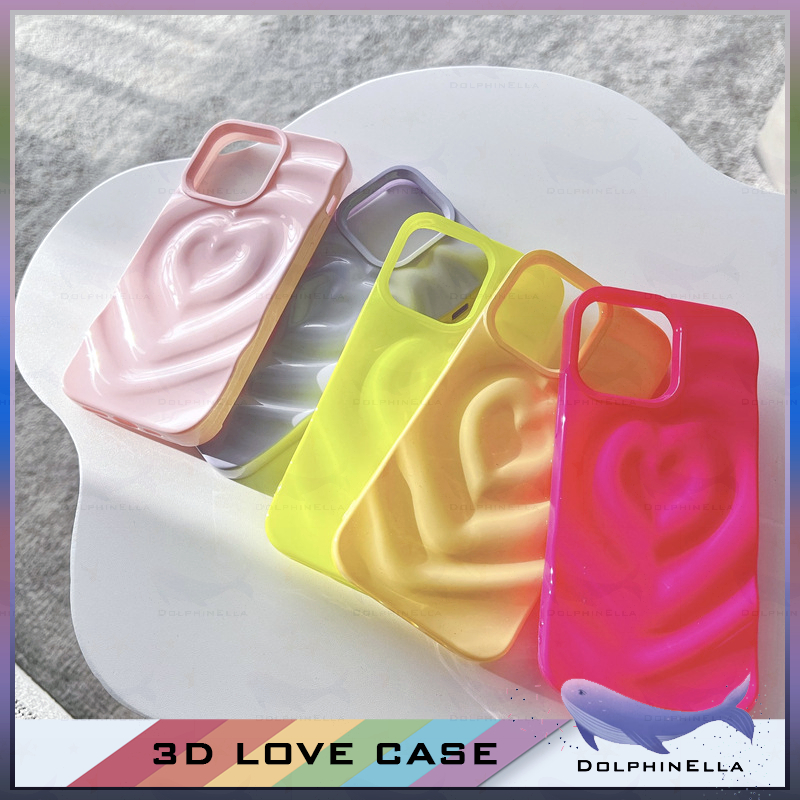 Casetify เคสโทรศัพท์มือถือ ลายหัวใจ 3D สีพื้น สําหรับ iphone 11 12 13 14 15 Pro Max