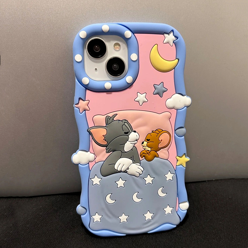 เคสโทรศัพท์มือถือ ซิลิโคนนิ่ม ลายการ์ตูน Tom and Jerry 3 มิติ สําหรับ Iphone 11 12 13 14 15 Pro max plus