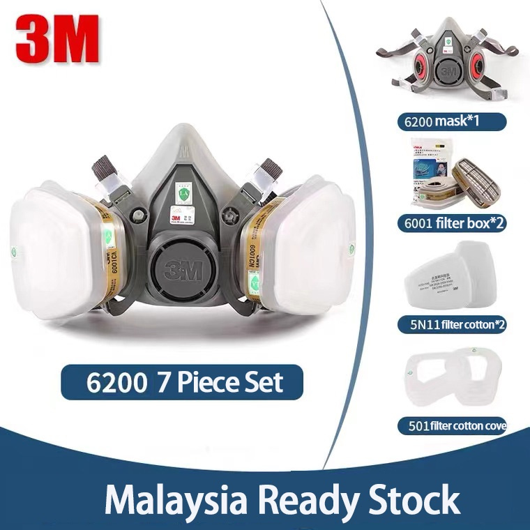 ที่สุดที่สุดที่สุด7 in1 3M 6200 หน้ากากป้องกันแก๊สพิษหน้ากากกันฝุ่นป้องกันสารพิษกรอง Vapor Respirato