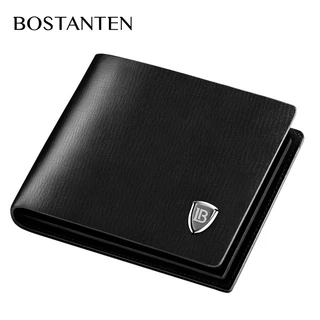 BOSTANTEN กระเป๋าสตางค์หนังวัวพรีเมี่ยมสำหรับผู้ชายสไตล์ธุรกิจพร้อมกล่องของขวัญ