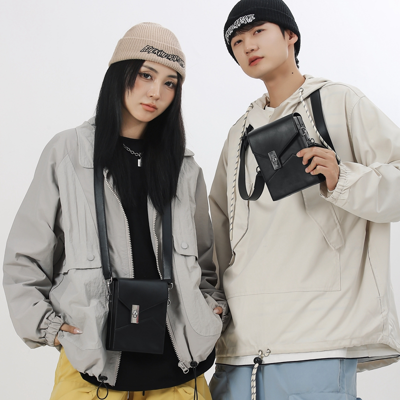 Ulzzang กระเป๋าสะพายไหล่ สะพายข้าง หนัง Pu สไตล์เกาหลี แฟชั่นสําหรับผู้ชาย