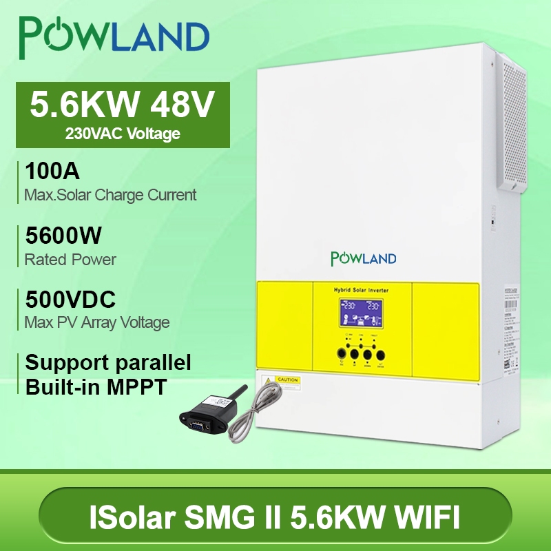Powland 5.6KW อินเวอร์เตอร์ไฮบริด Hybrid Inverter 48V MPPT 100A พร้อมฟังก์ชั่นแบบขนาน【SMG-II-5.6KP-Wifi】
