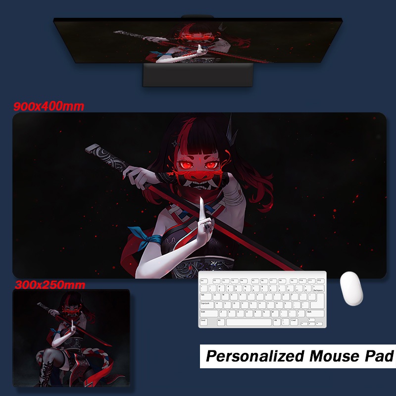 แผ่นรองเมาส์ Samurai Girl ของญี่ปุ่น | แผ่นรองเมาส์สําหรับเล่นเกมแบบขยาย | การออกแบบกันลื่นกันน้ํา |