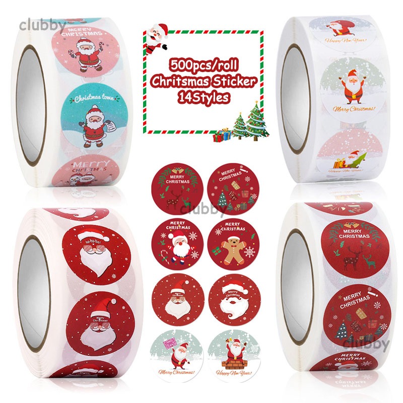 500ชิ้น สติ๊กเกอร์คริสต์มาส ซานตาคลอส ปาร์ตี้ตกแต่ง sticker christmas ของขวัญของเล่นเด็ก