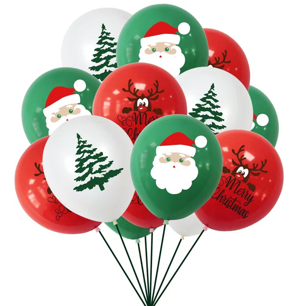 ลูกโป่งยางฮีเลียม ลาย Merry Christmas 10/12 นิ้ว สําหรับตกแต่งปาร์ตี้คริสต์มาส 2025 10 ชิ้น