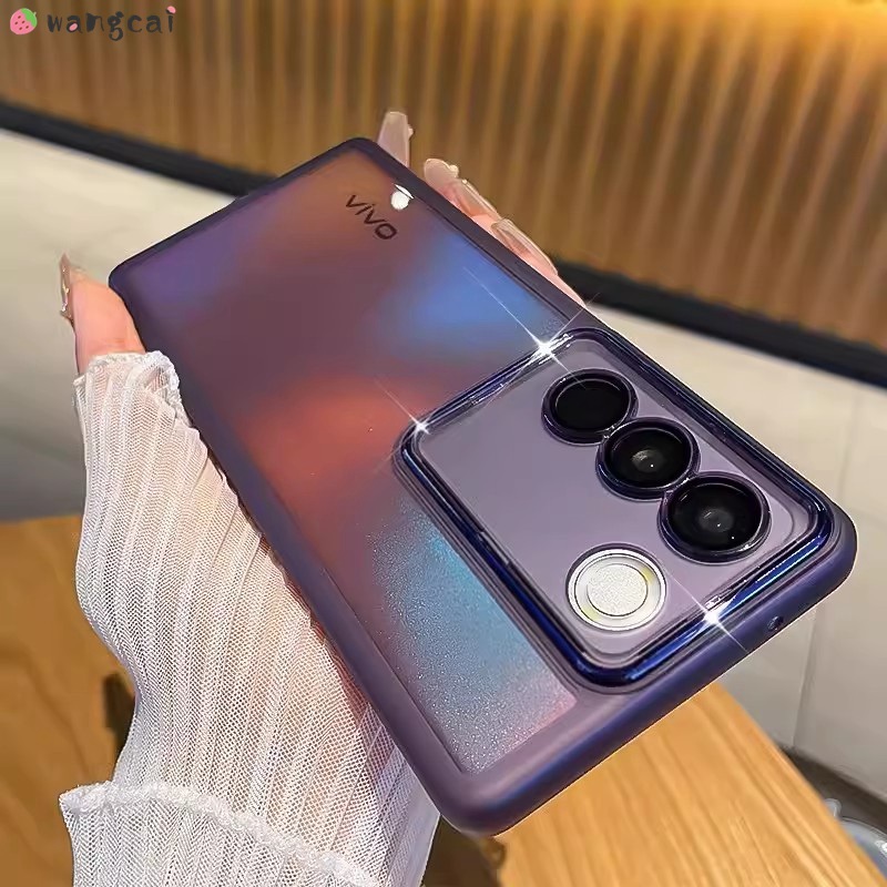 เคสโทรศัพท์มือถือแบบนิ่ม ใส ผิวด้าน กันรอยเลนส์กล้อง พร้อมฟิล์มเลนส์กล้อง สไตล์ธุรกิจ สําหรับ Vivo V29 V27 V23 V20 Pro V27e Y77 Y77e Y76s Y74s V17