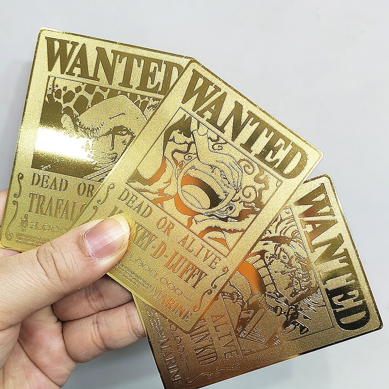 สองด้าน การ์ดวันพีช  โปสเตอร์วันพีช  luffy Card Collection One Piece Wanted Metal Card Anime Character Order of Reward Luffy/Kid/Law/Nami/Robin