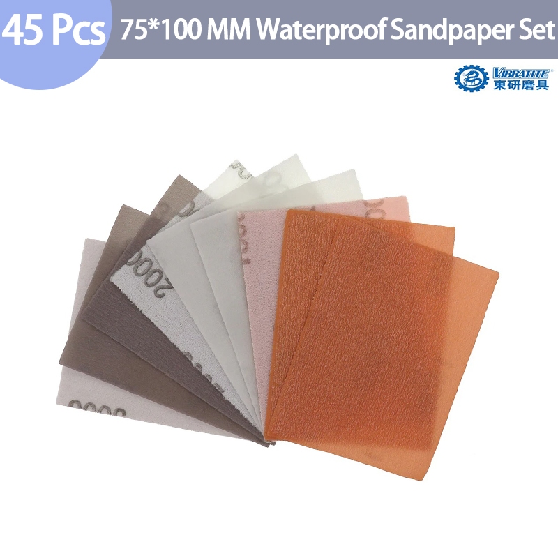 45 ชิ้น Superfine Sanding Disc 75*110 มม.กระดาษทรายกันน้ํา Hook Loop 1000 1500 2000 Grits สําหรับเปียกแห้งสียานยนต์ขัด