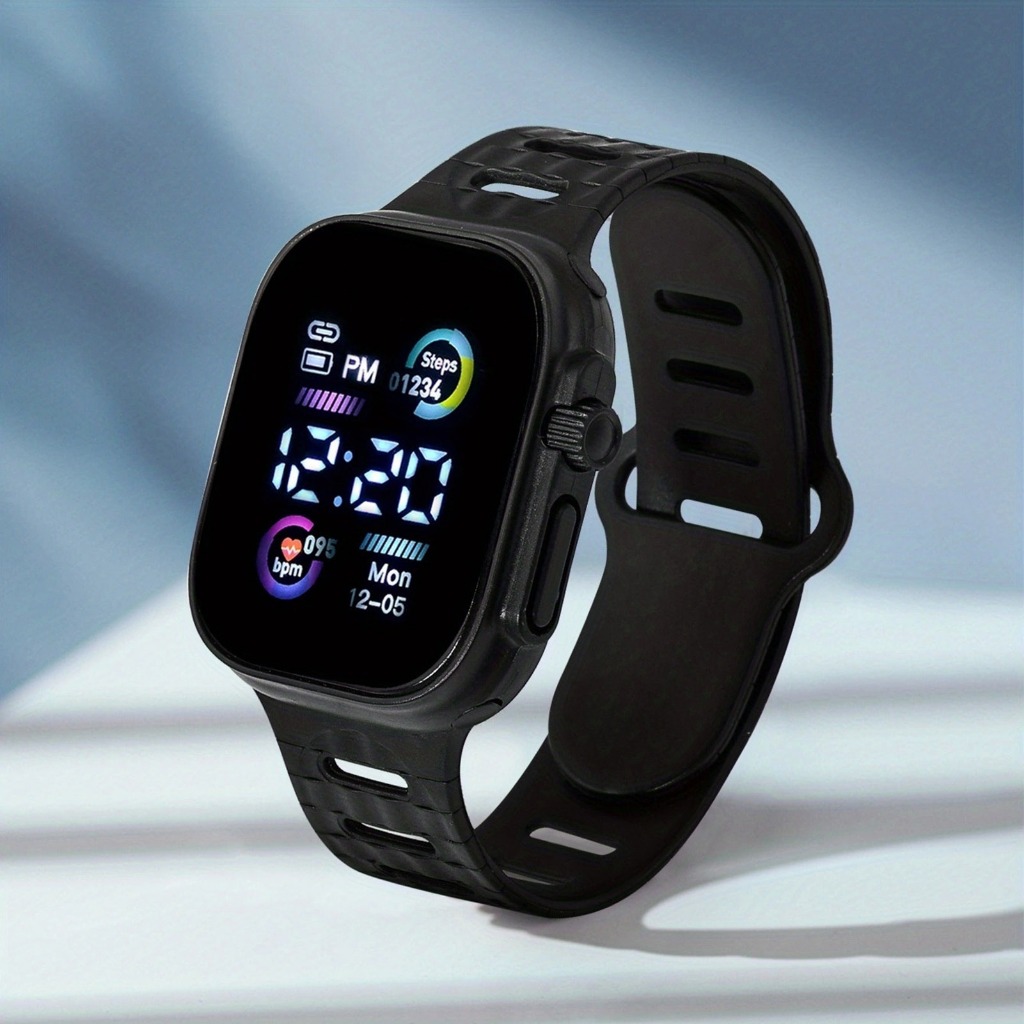 นาฬิกาข้อมือดิจิทัล Led ทรงสี่เหลี่ยมผืนผ้า กันน้ํา สีชมพู สําหรับผู้ชาย และผู้หญิง 2023