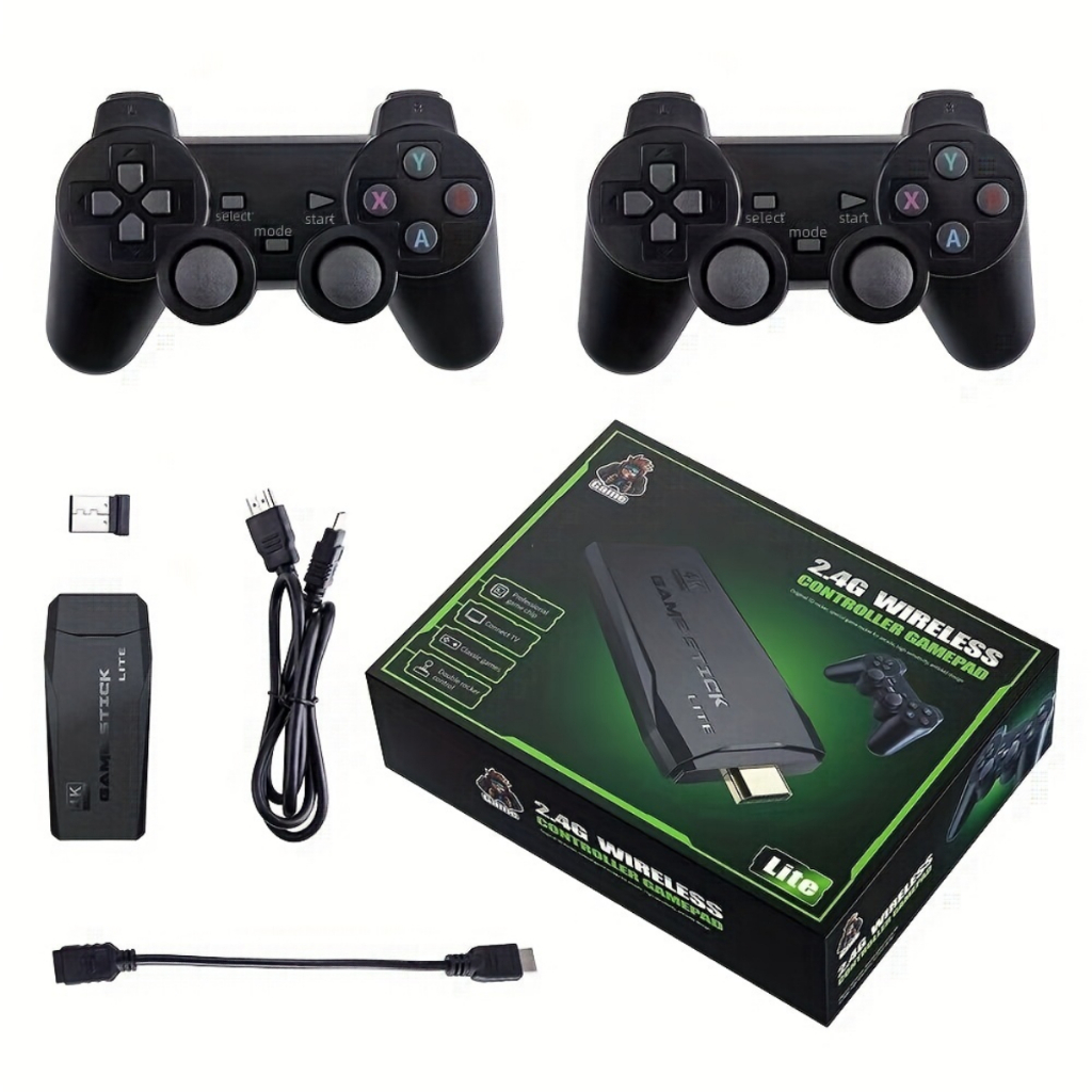 เกมส์ต่อทีวี game stick เกม HDMI 4K เครื่องเล่นเกมย้อนยุค ที่จับเกมบลูทูธ 32Gb 64Gb  ในตัวมี 10,000 เกมส์ต่อทีวี เกม