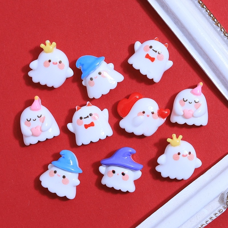 อุปกรณ์ตกแต่งเล็บ ลายการ์ตูนผีฮาโลวีนน่ารัก DIY 10 ชิ้น
