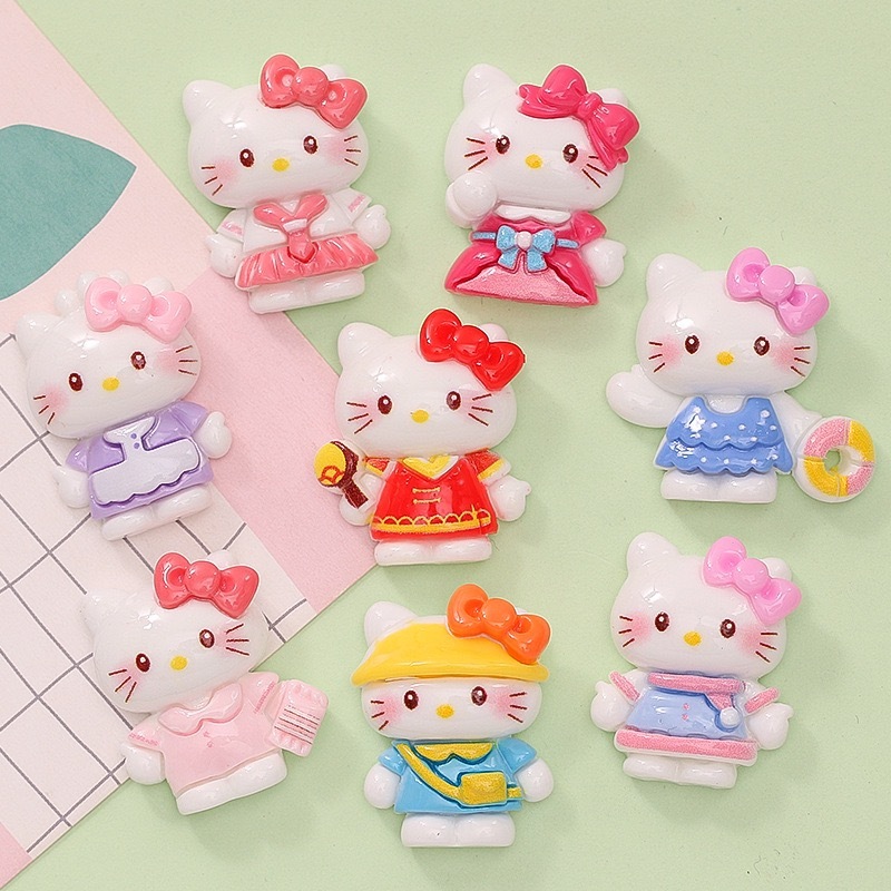 ชุดเรซิ่น ลายการ์ตูนคิตตี้ แมว แฮนด์เมด DIY 10 ชิ้น