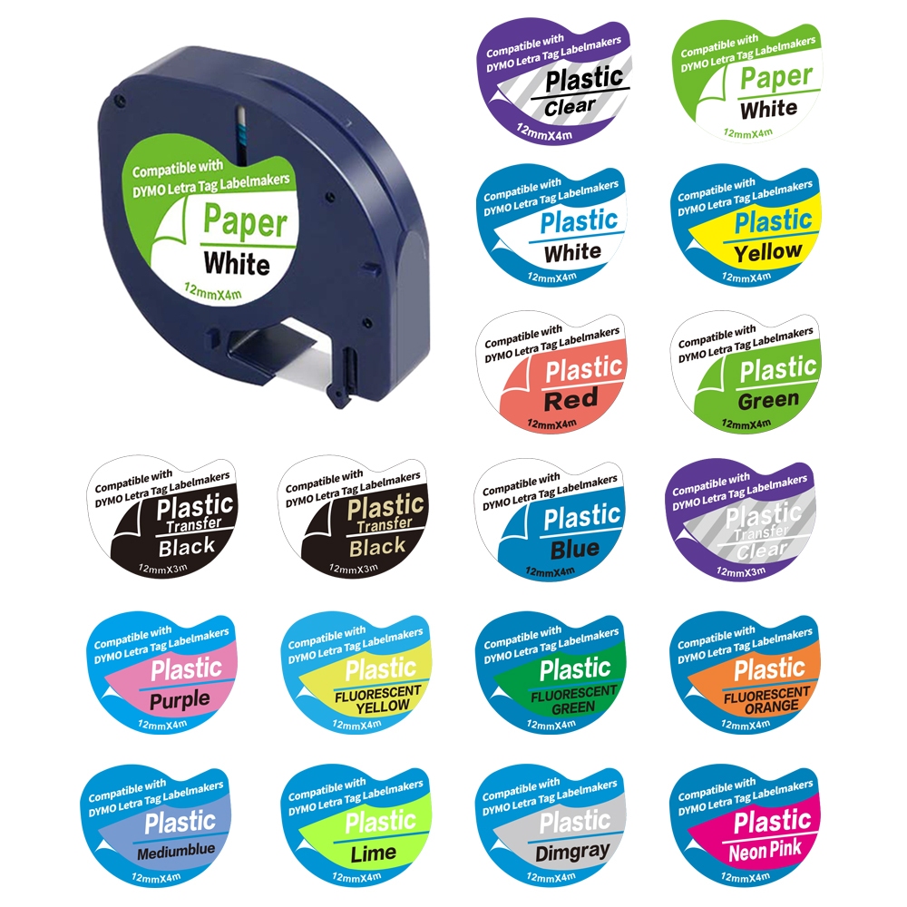 เทปพิมพ์ฉลาก Dymo LetraTag Label Tape 91200 91201 12267 LT-335 LT-135 ขนาด 12 มม. x 4 ม. สําหรับ Dym