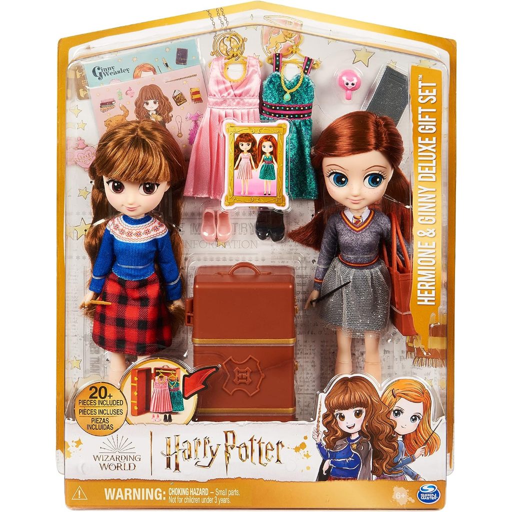 Wizarding World Harry Potter, Hermione Granger & Ginny Weasley Deluxe 8-inch Dolls & Accessories Gift Set Over 20 Pieces ตุ๊กตา Hermione Granger & Ginny Weasley Deluxe 8 นิ้ว และอุปกรณ์เสริม ของขวัญ 20 ชิ้น