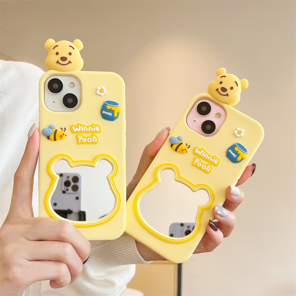 เคสโทรศัพท์มือถือ ซิลิโคนนิ่ม พร้อมกระจก 3D สําหรับ iphone 15 Pro Max 14 Pro Max 13 Pro Max 12 Pro Max