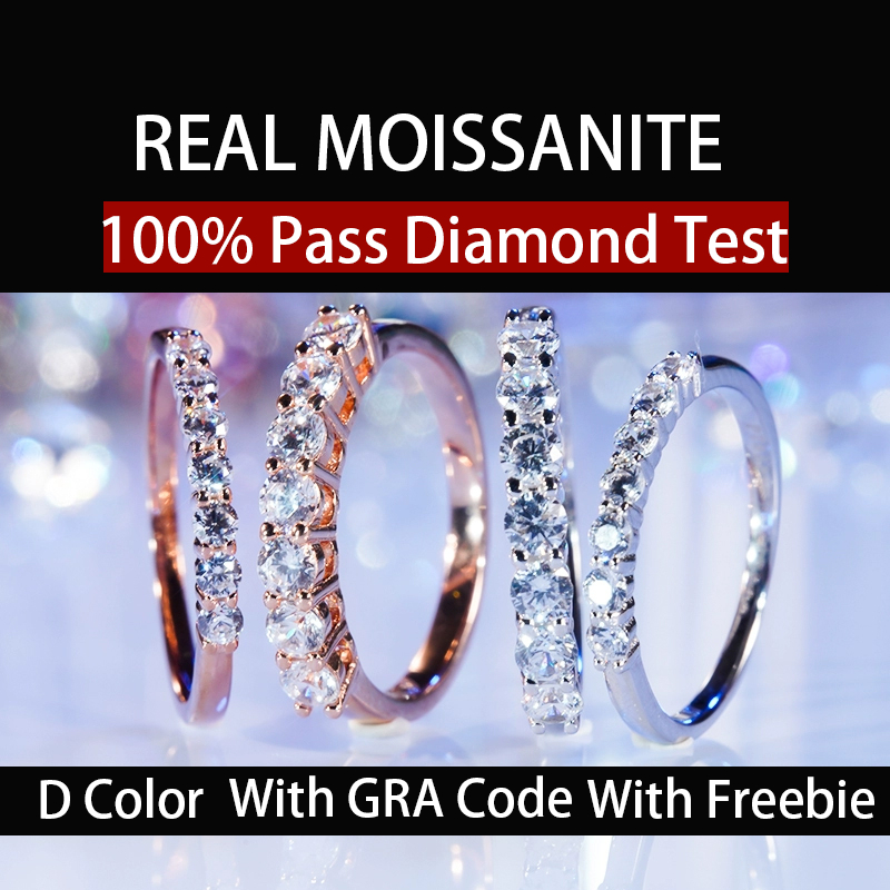 จริง Moissanite 5 ชิ้นและ 7 ชิ้นหิน Eternity รอบตัดสีขาว D แหวน S925 เงินสเตอร์ลิงพร้อมการรับรอง GRA สามารถ Pass Test สําหรับหมั้นงานแต่งงาน