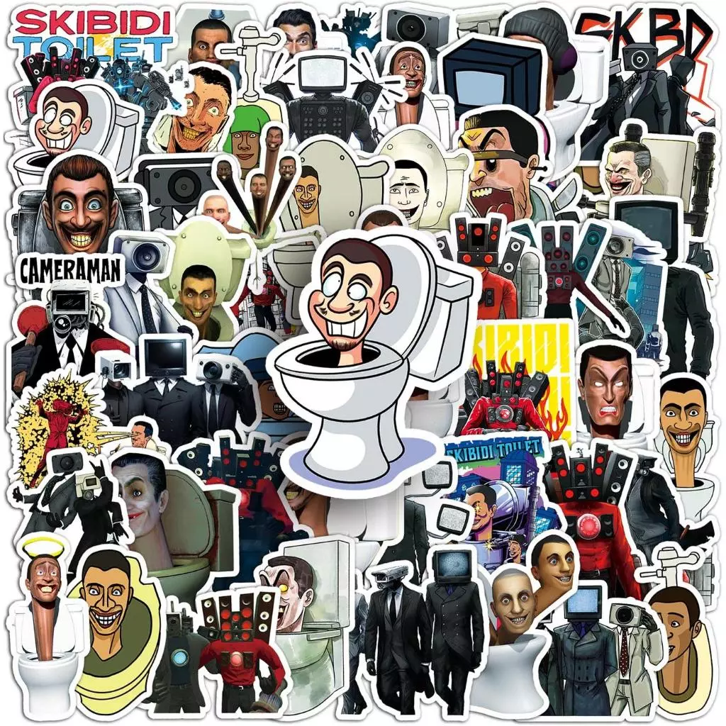 60 ชิ้นตลก Skibidi ห้องน้ํา VS Monitor มนุษย์หมาป่าฆ่าเกมแฟชั่นสติกเกอร์กันน้ําโทรศัพท์แล็ปท็อปสเก็ตบอร์ดสติกเกอร์สร้างสรรค์ Graffiti รถมอเตอร์สติกเกอร์
