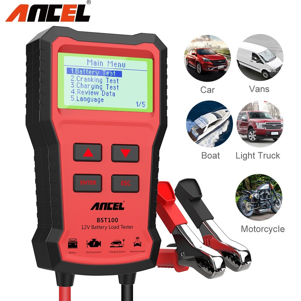 ANCEL BST100 เครื่องทดสอบแบตเตอรี่รถยนต์ 12V Car Battery Tester วัดค่า CCA ระดับมืออาชีพ สําหรับรถยนต์