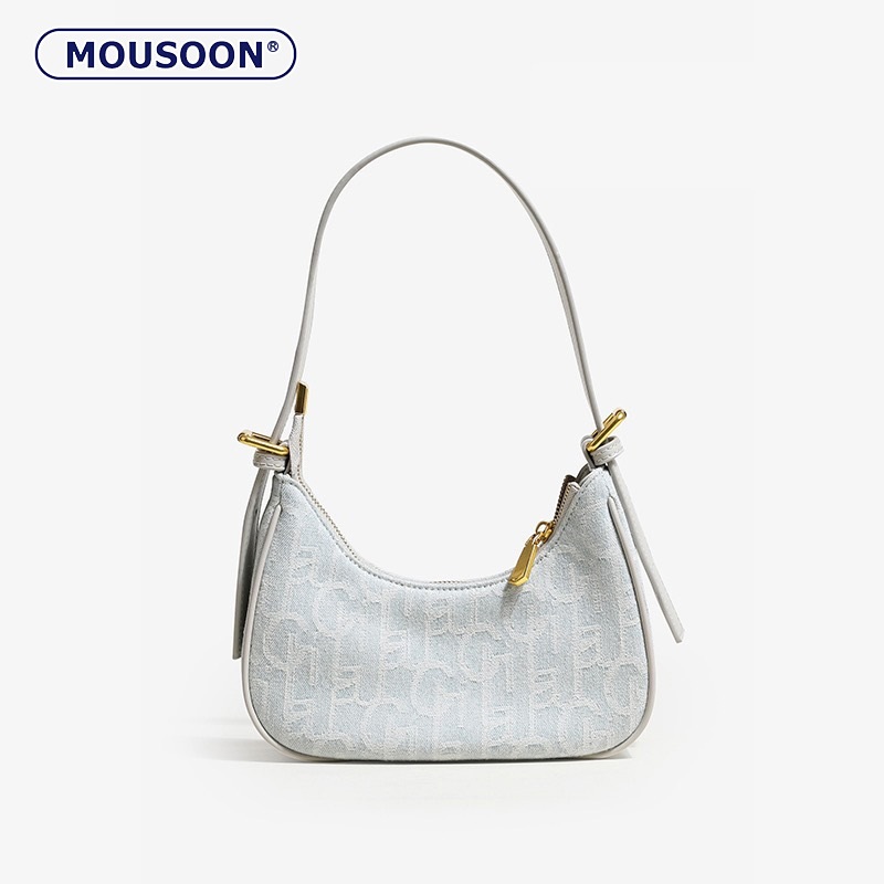 Mousoon Retro Canvas Bag Square Bag Underarm Bag กระเป๋าสะพายไหล่