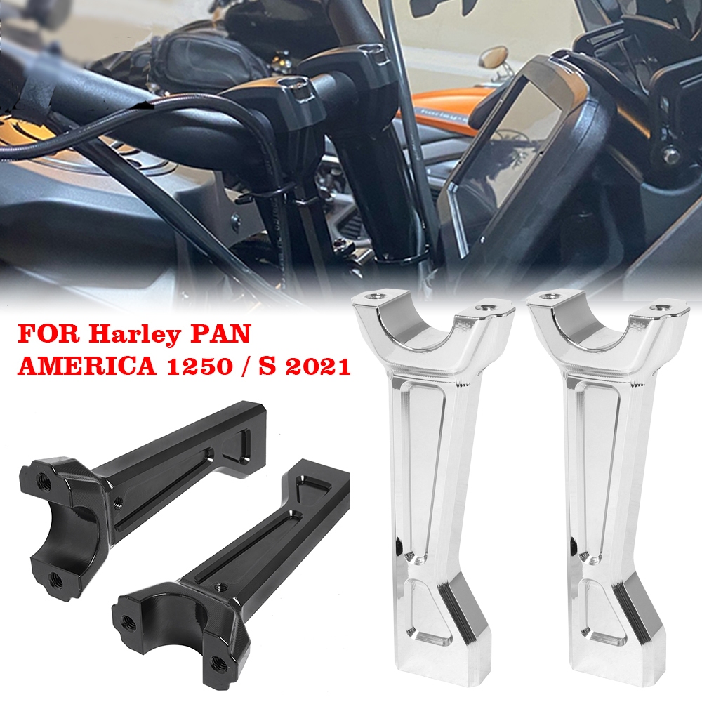 รถจักรยานยนต์สีดํา CNC สูง Risers Handlebar Riser Clamp Bar Mount สําหรับ Harley Pan America 1250 RA1250 2021 2022